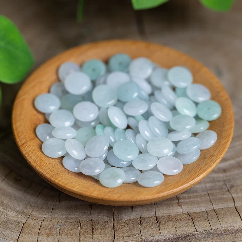 Men'S Fashion Accessories - 10pcs Natural Emerald White Jade Ping