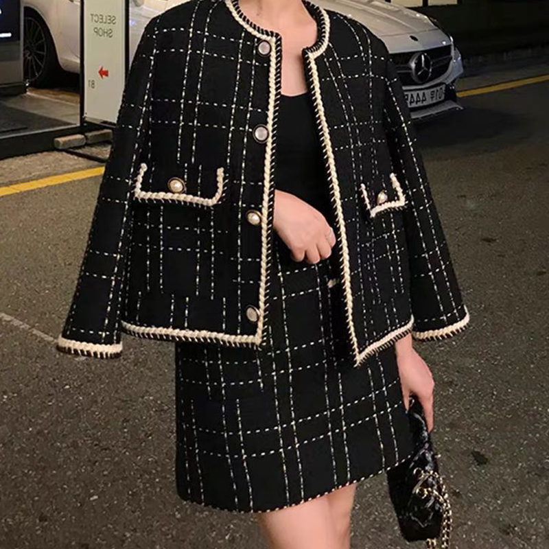 Men'S Fashion Zipper Jacket - Women Fried Street Tweed Suit 2023