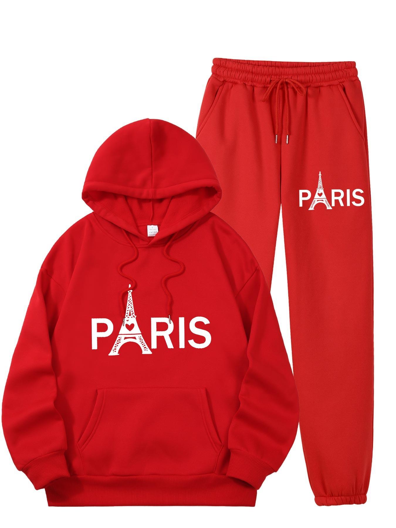Mens Fashion Style - Ladies Paris Eiffel Tower Printed 2Pcs