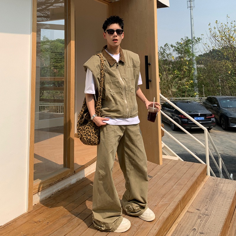 Men'S Fashion Loose Pants - American Fashion Brand Retro Denim Jacket