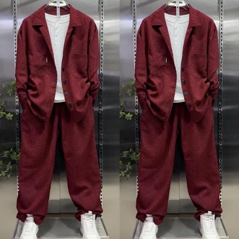 Men Lapel Shirt Suit Loose Str - đánh giá và giá Men'S Fashion Loose Pants