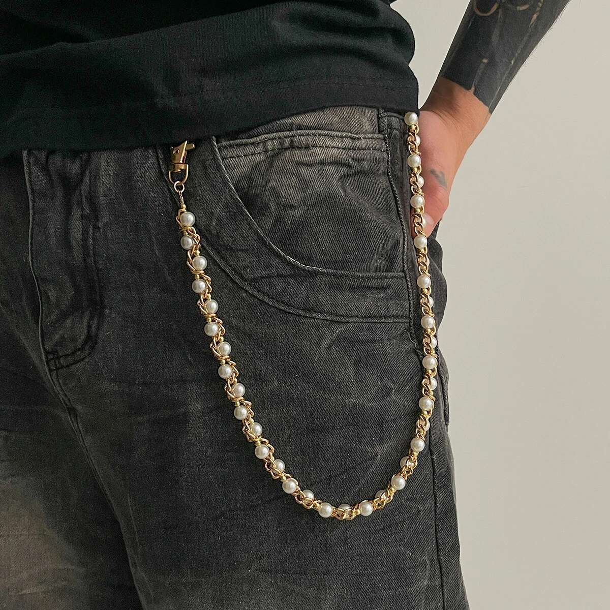 Ingemark Punk Imitation Pearl  - đánh giá và giá Jeans Pants Fashion Men