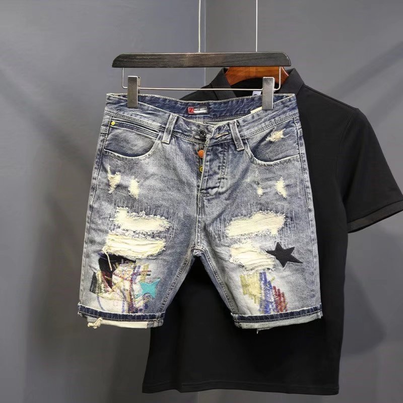 Summer Men's Fashion Scraped P - đánh giá và giá Jeans Pants Fashion Men