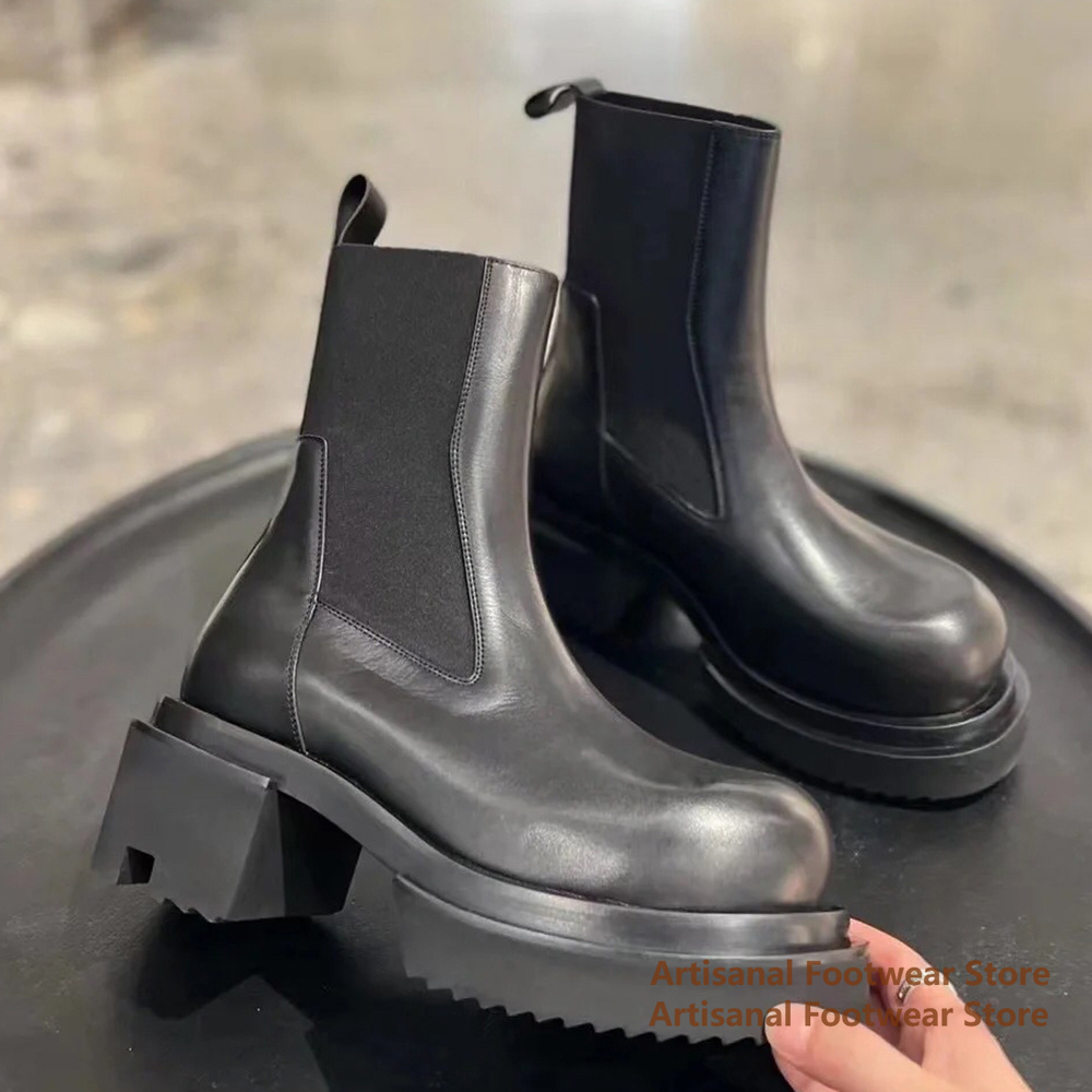 Cowhide Thick-Soled Men's Boot - đánh giá và giá Mens Fashion Show