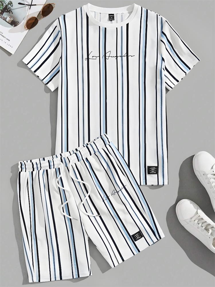 Summer 3D Striped Printed Men' - đánh giá và giá Jeans Shirt Fashion For Men