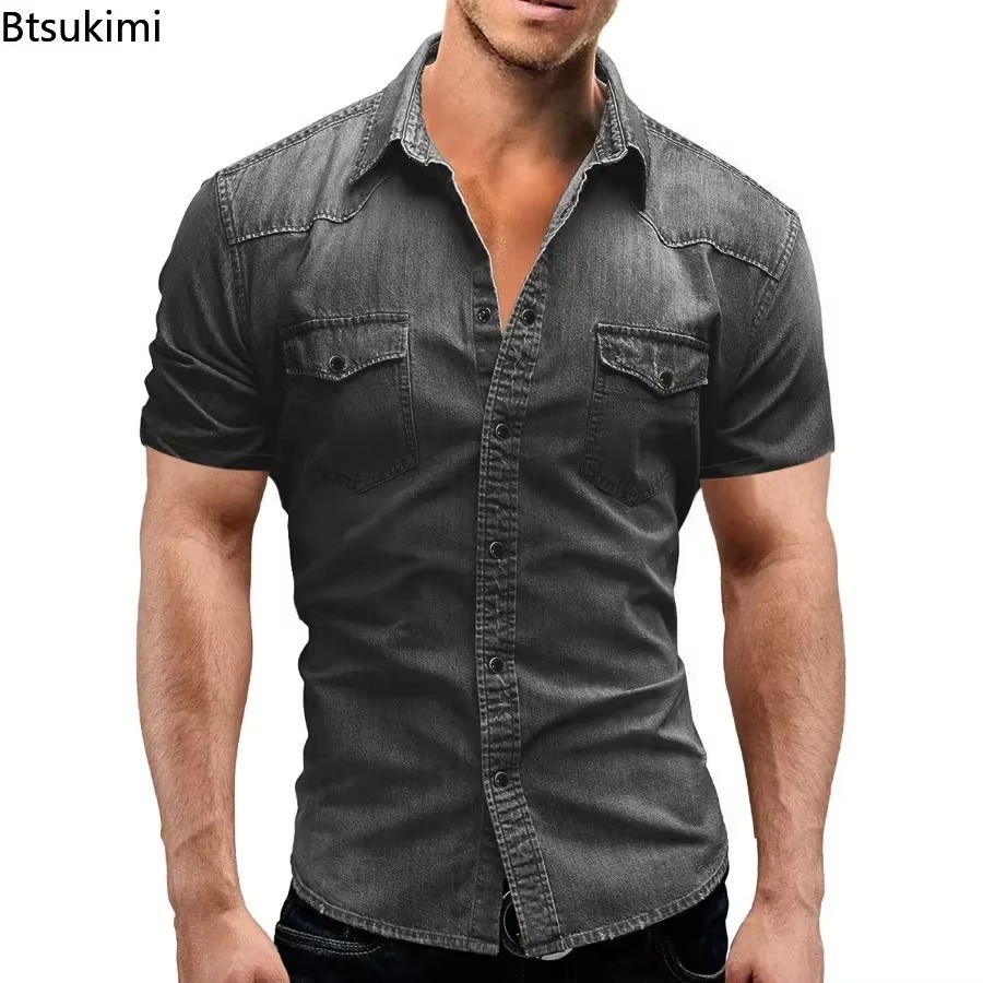New 2026 Men's Elastic Slim De - đánh giá và giá Jeans Shirt Fashion For Men