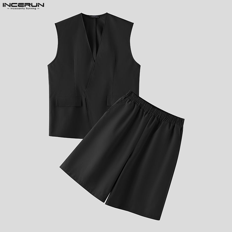 INCERUN Men Sets Solid Color V - đánh giá và giá Mens Fashion Casual 2026
