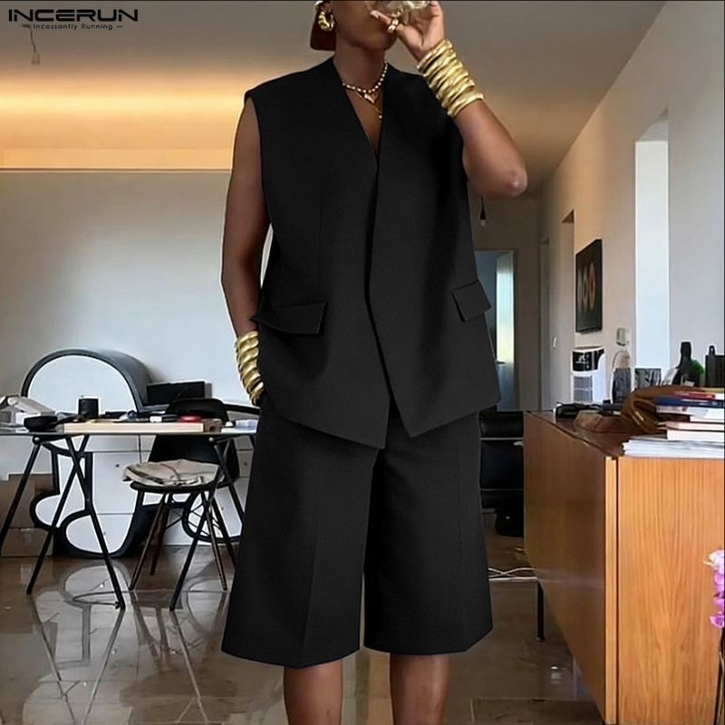 INCERUN Men Sets Solid Color V - đánh giá và giá Mens Fashion Casual 2026