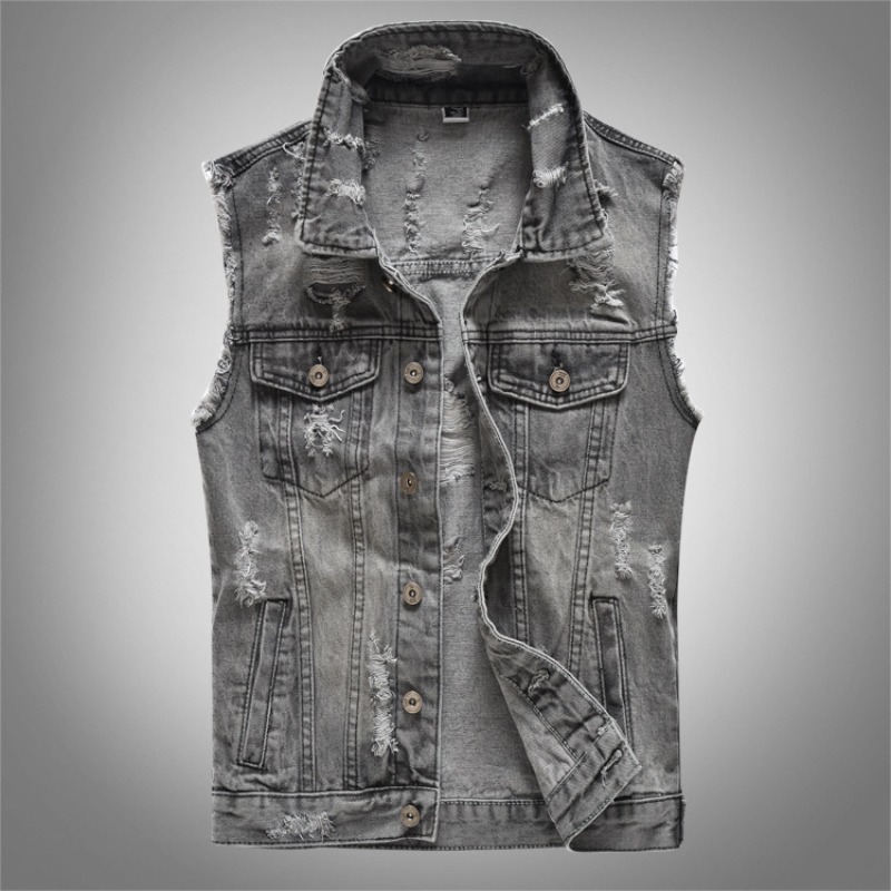 New Fashion Men Retro Grey Den - đánh giá và giá Men'S Fashion Vest With Jeans
