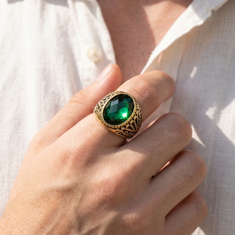 Retro Green High Quality Gemst - đánh giá và giá Men'S Fashion Lk